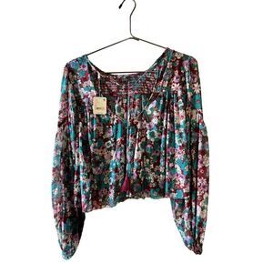 Free People Women's Up For Anything Top In Raisin Combo Size S NWT